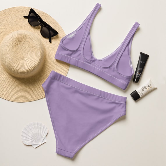 Lilac High Waisted Bikini Set Pastel Purple Vintage Bikini