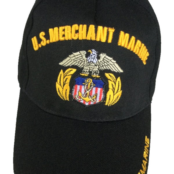 US Merchant Marine, emblem, Merchant Marine on bill, black hat