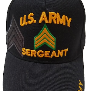 U.S. Army, Sergeant, E-5 Adjustable Black Baseball Cap