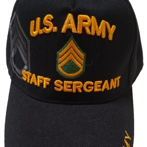 U.S. Army, Staff Sergeant, E-6 Adjustable Black Baseball Cap