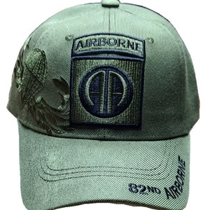 U.S. Army 82nd Airborne Division, Sub-dued AA Emblem, wing shadow, green hat