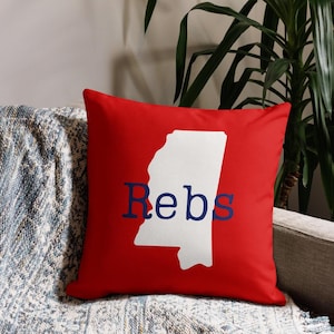 Mississippi Rebs Linen Throw Pillow, Rebs Pillow, Mississippi Decor, Oxford Gifts, Ole Miss Pillow, Rebels Christmas Gift, Hotty Toddy