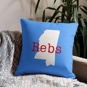 Mississippi Rebs Linen Throw Pillow, Rebs Pillow, Mississippi Decor, Oxford Gifts, Ole Miss Pillow, Reb Christmas Gift, Hotty Toddy, Rebs