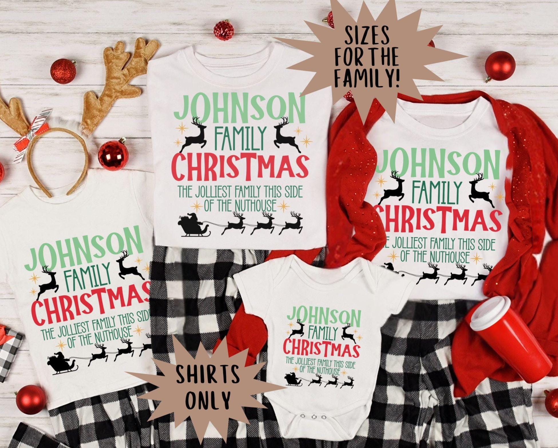 Jolliest Family this Side of the Nuthouse Funny Family Matching Christmas Shirts: Bella Canvas Tshirts for Holiday Gatherings and Christmas