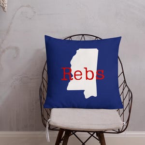 Mississippi Rebs Linen Throw Pillow, Mississippi Decor, Mississippi Gifts, Oxford Gifts, Ole Miss Pillow, Rebels Christmas Gift, Rebs Pillow