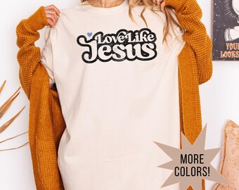 Love Like Jesus Colorful Christian Tee, Comfort Colors Faith Shirt for Kids