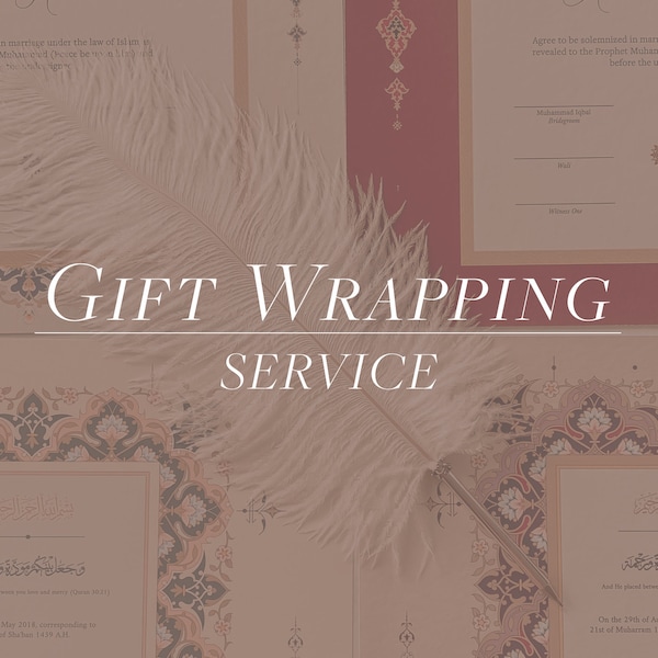 Gift Wrap Service for 11x14 Nikahnama orders ONLY | Hand Calligraphy Add-On for Wedding, Anniversary, etc.