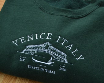 Venice Italy Embroidered Crewneck, Vintage Crewneck, 90s Sweatshirt, College Sweatshirt, Oversize Crewneck, Unisex Crewneck