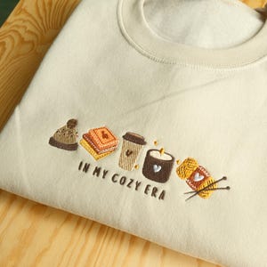 Embroidered Sweatshirt, Cozy Era Fall Embroidered Sweatshirt, Autumn Aesthetic Crewneck, Cozy Fall Jumper for Her, Halloween Fall Crewneck