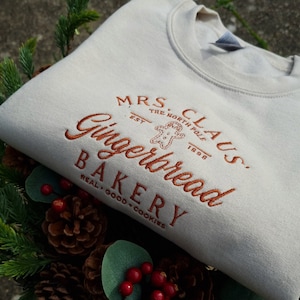 Embroidered Sweatshirt, Mrs Claus Christmas Sweatshirt, Gingerbread Embroidered Jumper, Christmas Sweater for Her, Womens Xmas Sweater