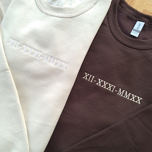 Custom Embroidered Sweatshirt, Roman Numeral Sweatshirt, Anniversary Gift Sweatshirt, Boyfriend Girlfriend Matching Jumper, Anniversary Gift