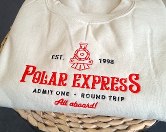 Polar Express Christmas Embroidered Sweatshirt, Christmas Jumper, Polar Express Sweatshirt, Vintage Crewneck, Embroidered Sweatshirt