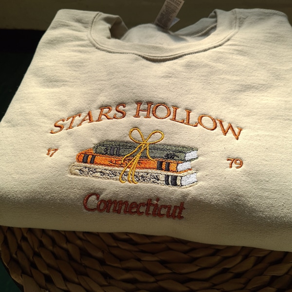 Stars Hollow Connecticut Embroidered Sweatshirt, Embroidered Crewneck, Connecticut Book Embroidered Sweatshirt, Stars Hollow Book Sweatshirt
