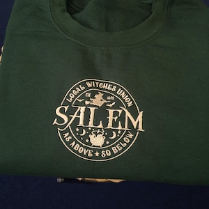 Salem Massachusetts Halloween Sweatshirt, Halloween Embroidered Crewneck, Vintage Salem Witch Sweatshirt, Spooky Season Gift For Her