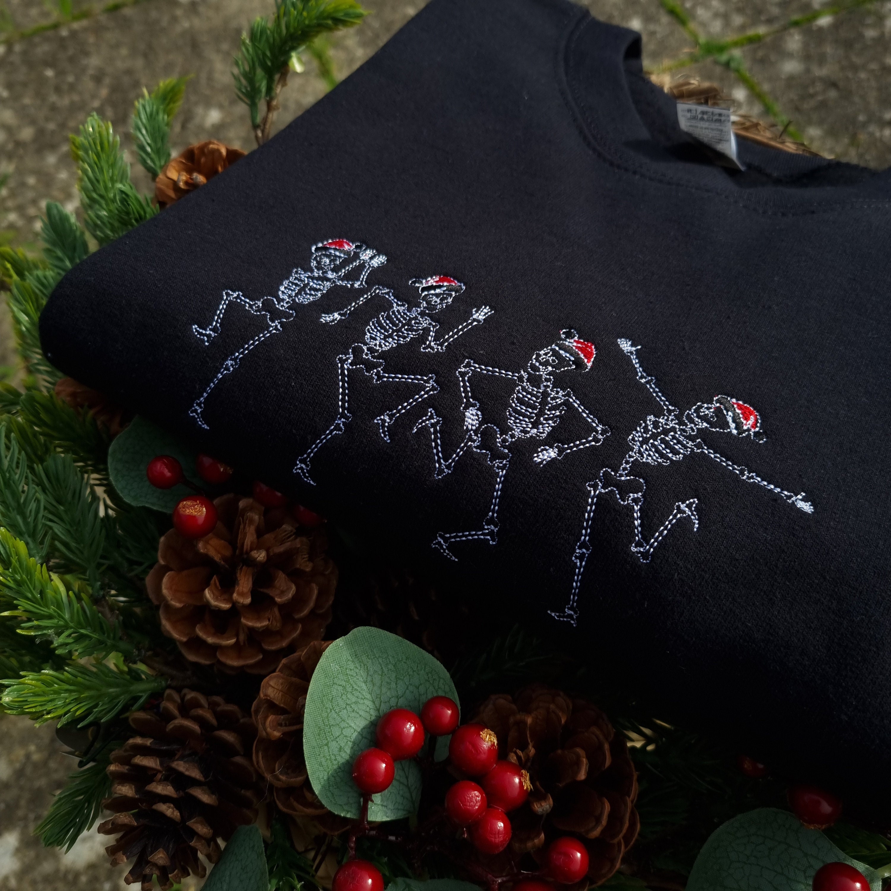 Embroidered Skeleton Christmas Jumper, Xmas Sweatshirt, Jumper for Her,  Hoodie for Him, Festive Present Gift, Christmas Clothing, Unisex - Etsy  Canada