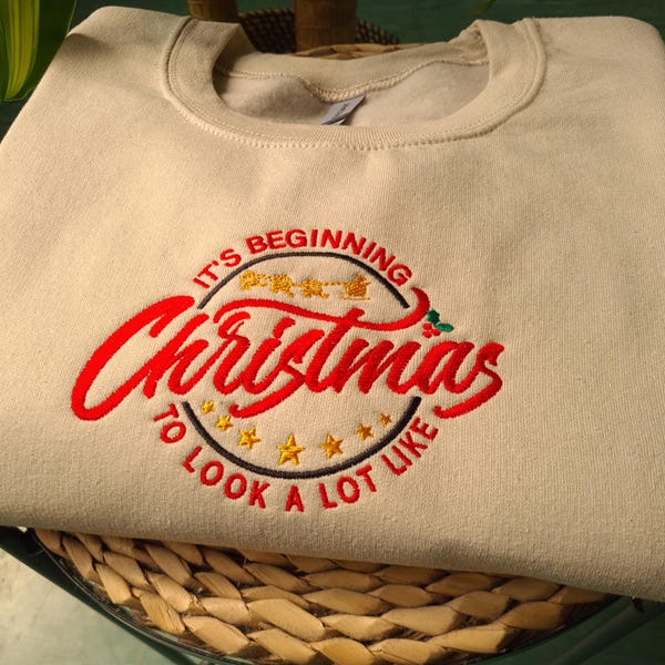 Embroidered Sweatshirt, Embroidered Holiday Jumper, Festive Christmas Crewneck, Retro Christmas Embroidered Sweatshirt, Christmas Crewneck