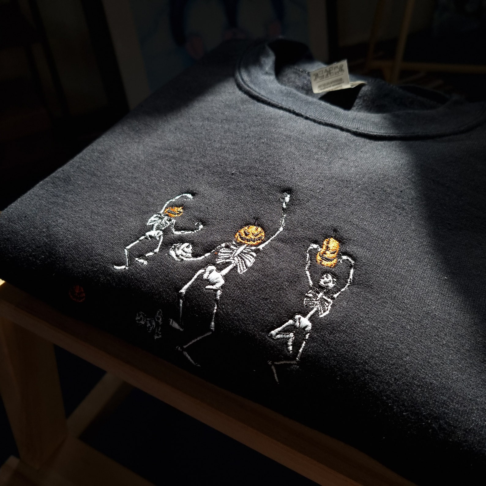 Embroidered Skeleton Halloween Jumper Dancing Skeleton Etsy