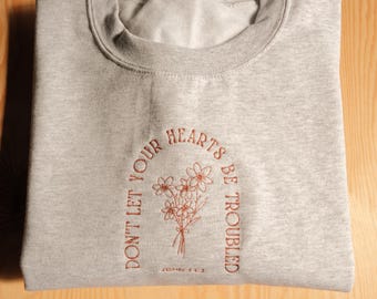 Embroidered Christian Bible Verse Crewneck, Scripture John Christian Sweatshirt, Inspirational Encouragement Sweatshirt For Mum