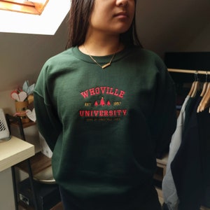 Christmas Whoville University Embroidered Sweatshirt, Christmas Crewneck, Christmas Jumper, Christmas Hoodie, Retro Vintage Sweatshirt image 7