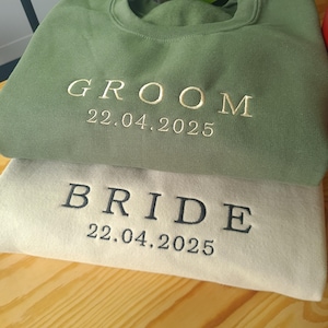 Felpe ricamate da sposa, girocollo personalizzato per lo sposo e la sposa, regalo di nozze per la sposa, regalo per l&#39;addio al nubilato, maglione coordinato per la coppia