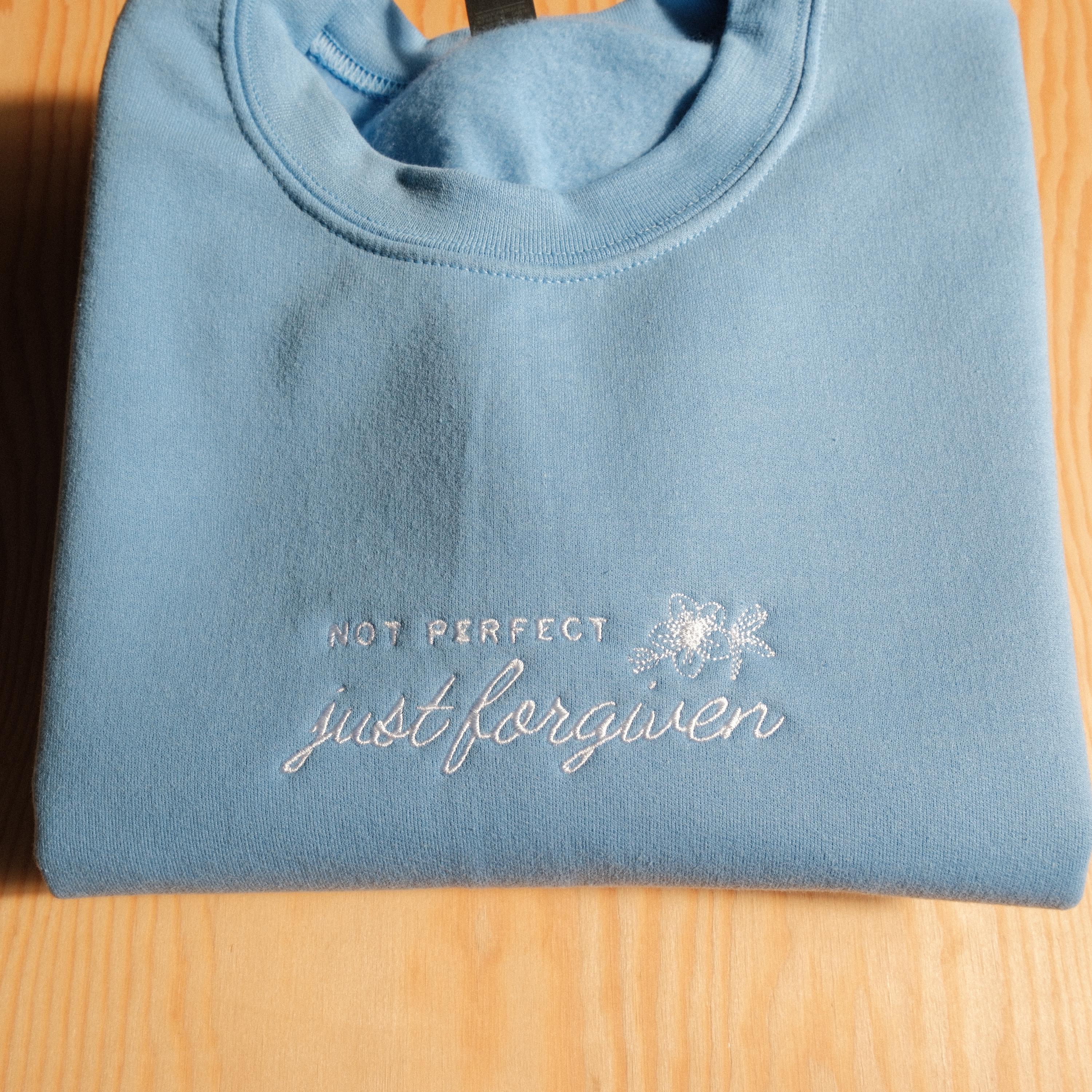 Embroidered Not Perfect Just Forgiven Christian Inspirational 