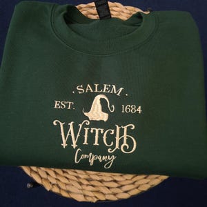 Embroidered Sweatshirt, Halloween Embroidered Crewneck, Salem Witch Sweatshirt, Spooky Season Crewneck, Vintage Salem Witch Hoodie