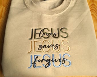 Embroidered Jesus Christian Faith Sweatshirt, Christian Hoodie for Pastor, Inspirational Christian Clothing Birthday Gift