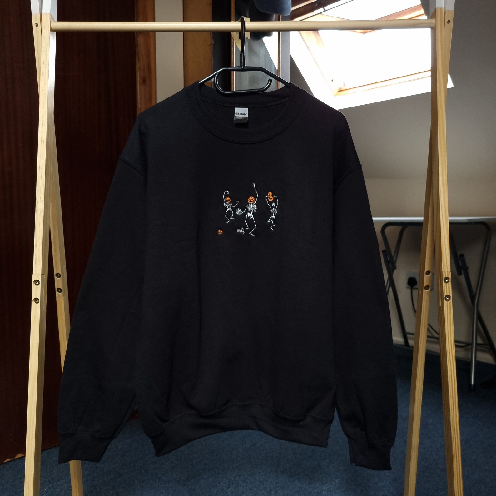 Embroidered Skeleton Halloween Jumper Dancing Skeleton Etsy