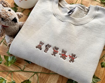 Bear Embroidered Sweatshirt, Mama Bear Crewneck, Winter Bear Sweatshirt, Cute Gift For Her, Pooh Sweatshirt, Birthday Gift for Girlfriend