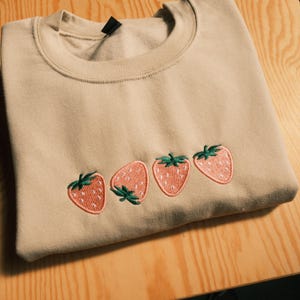 Embroidered Sweatshirt, Strawberry Embroidered Sweatshirt, Gift for Gardeners Sweatshirt, Cute Summer Embroidered Sweatshirt, Summer Jumper