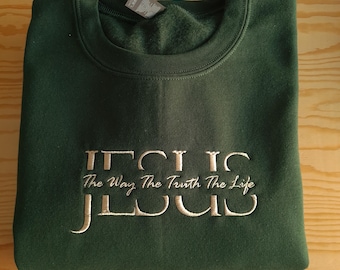 Jesus, vägen, sanningen, livet, broderad kristen tröja, Jesus rund hals, gåva till pastor, Jesus unisextröja
