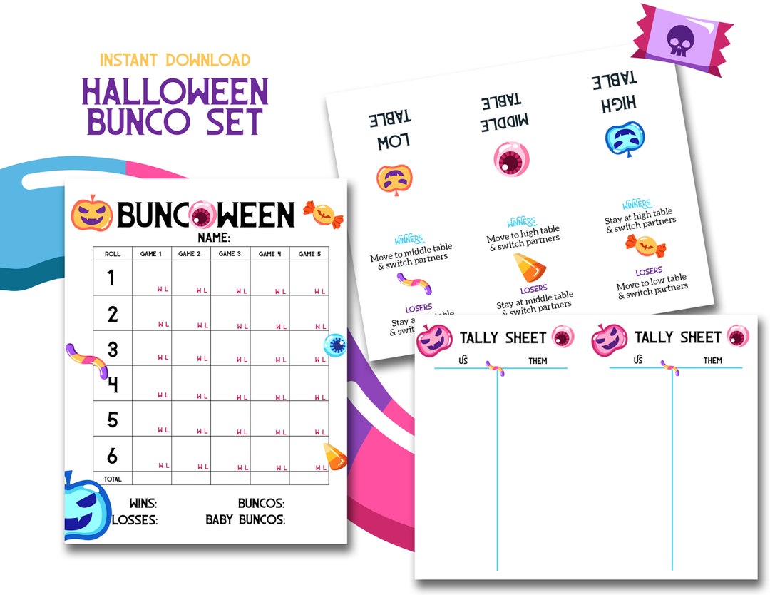 Printable Bunco Halloween Set Halloween Bunco Set Bunco - Etsy