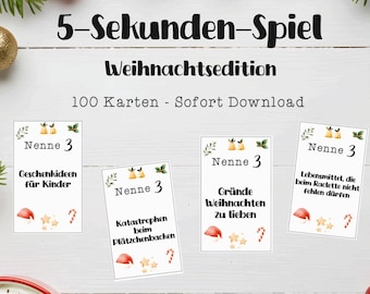 5-Second Christmas Game, Family Christmas Game, Family Christmas Quiz, Christmas Eve Game, Christmas Party Game, Children & Adults