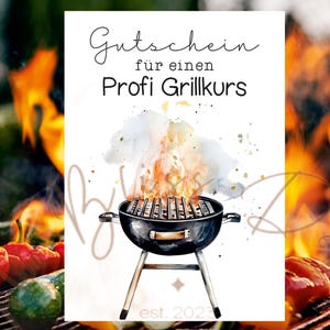 Gutschein Profi Grillkurs, Gutschein Grillen, Karte Grillkurs, Einladung Grillkurs, Grillmeister Kurs, Grußkarte Grill, BBQ Meisterkurs,BBQ