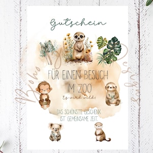 Gutschein Zoo, Gutschein Ausflug, Gutschein Zoo Vorlage, PDF Gutscheinvorlage, Geburtstagsgeschenk für Kinder, Zoo,Tiere,Zoo Gutschein Karte