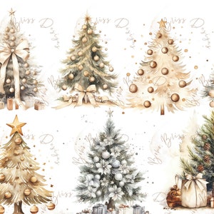 Árbol de Navidad PNG, Paquete de imágenes prediseñadas de acuarela de Navidad, Decoración navideña, Sublimación navideña, Imágenes prediseñadas de Navidad, Imágenes prediseñadas de árbol de Navidad, Navidad