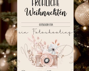 クリスマス写真撮影バウチャー、写真撮影バウチャーテンプレート、写真家へのギフトバウチャー、写真撮影バウチャー、PDF