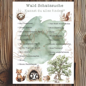 Forest treasure hunt, outdoor treasure hunt, forest scavenger hunt, children&#39;s game idea, child activity, themed scavenger hunt, children&#39;s birthday game