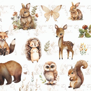 Clipart animali della foresta Clipart acquerello animali del bosco, clip art animali della foresta, arredamento della scuola materna, orso, volpe, gufo, riccio, coniglio, cervo carino