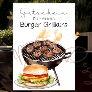 Buono Corso di Grigliatura di Hamburger, Corso di Hamburger BBQ, Corso di Cucina di Hamburger, Laboratorio di Grigliatura, Buono per Grigliare, Tessera Corso di Grigliatura, Invito Corso di Grigliatura, BBQ