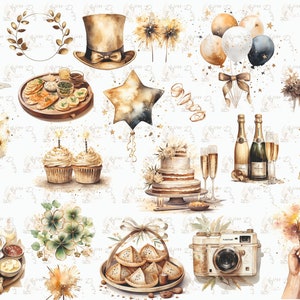 Nouvel An clipart, fête célébration clipart graphiques, bonne année, nouvel an png, réveillon du Nouvel An clipart, aquarelle nouvel an clipart