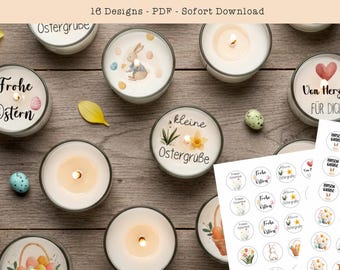Teelicht Botschaften Ostern, Kerzentattoos Ostern PDF, DIY Teelichter Ostern ausdrucken, Mitbringsel Ostern, Kerzensticker Ostern, diy, pdf
