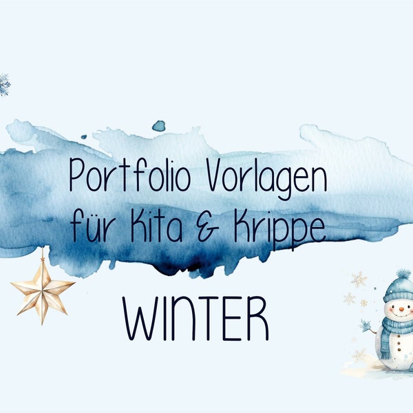 Portfolio Vorlagen Kindergarten und Krippe, Winter Portfolio, Kindergarten Portfolio Vorlagen, Portfolio Kindergarten Ordner, Portfolio Kita