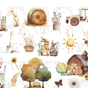 Clipart Farm, Cute Farm Clipart, Farm Animals Watercolor, Watercolor Farm Clipart, Farm png, Farm graphics, barn Clipart, barn graphics png