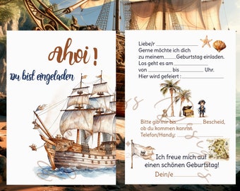 Einladungskarten für den Kindergeburtstag Pirat Piratenschiff Piratenparty Geburtstag Seeräuber, Kinderparty Pirat, Einladung Pirat