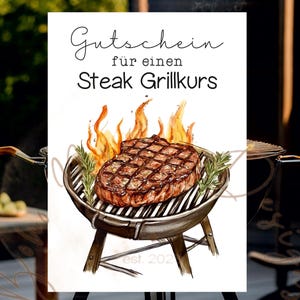 Voucher Steak Grillen Cursus, Voucher Grillen Cursus, Voucher Grillen, Kaart Grillen Cursus, Uitnodiging Grillen Cursus, Wenskaart Grillen, Ansichtkaart Grillen, BBQ