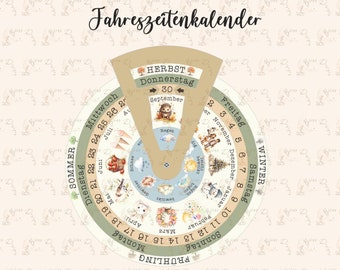 Seasonal calendar, seasonal clock, monthly clock, perpetual calendar, annual clock, children's calendar, monthly calendar for children, Montessori, Waldorf