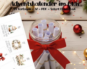 Adventskalender in een pot, DIY Adventskalender, inspiratiekaarten om uit te knippen, DIY spreuken, positieve quotes, mindfulness, PDF, A7