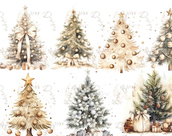 Christmas Tree PNG, Xmas Watercolor Clipart Bundle, Christmas Decor, Christmas Sublimation, Christmas Clipart, Christmas Tree Clipart, Xmas