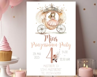 Einladung Prinzessin, Schloss, Blumen, Geburtstagseinladung Mädchen,Prinzessin Geburtstag Party,Prinzessin Einladungskarte,Einladung Mädchen